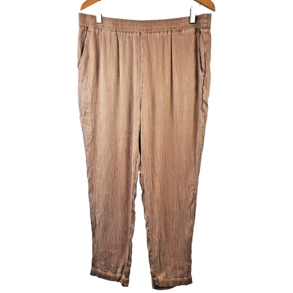 Soft Surroundings Womens XL Pants Brown Elastic Waist Pockets Pull-on Cupro - Picture 1 of 10